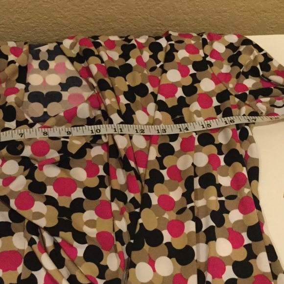 Ellen Tracy Blouse Size Small Pink Brown Ivory Polka Dot - Picture 7 of 12